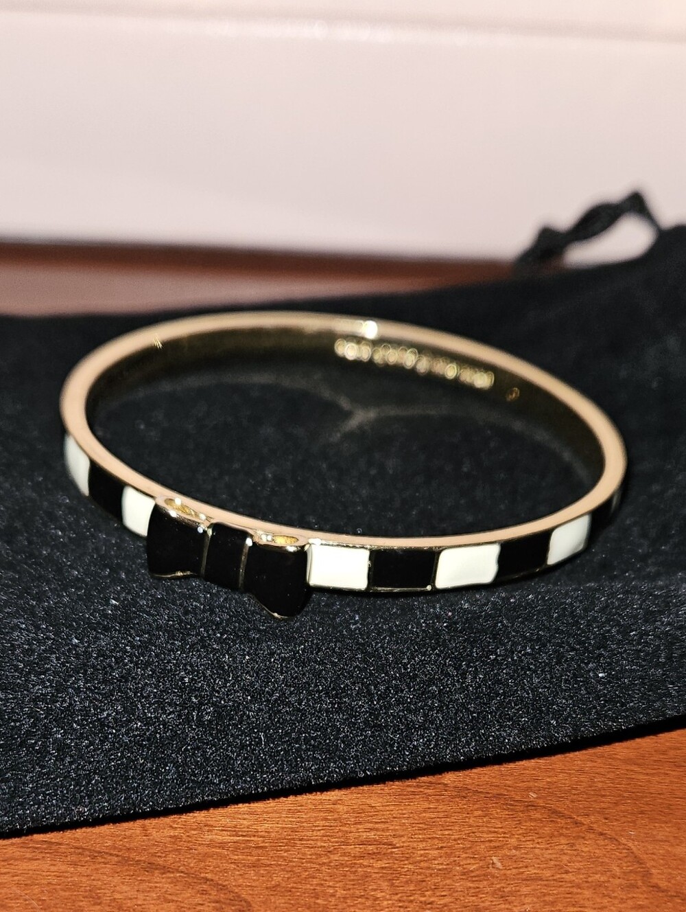 Kate Spade Black & White Enamel Bow Bangle Bracelet